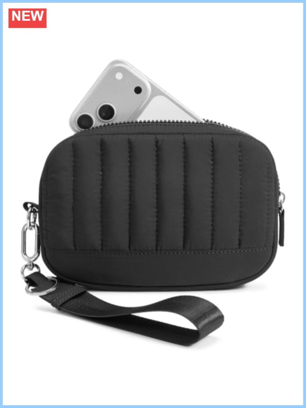 Quilted Wristlet Wallet RFID Protective Zip Card Holder